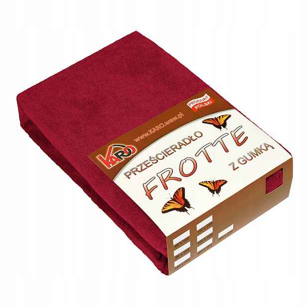 Froté prostěradlo s gumičkou 200x220 vínové Karo