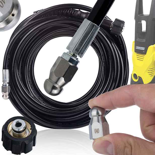 Hadice Pro Čištění Kanalizace 40 M, Závit M22 200 Bar Pro Karcher S Tryskou 1/4