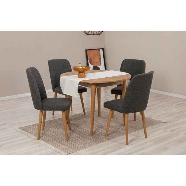 Jídelní set s rozkládacím stolem a židlemi (5 kusů) Vina 1053 - Atlantic Pine, Anthracite
