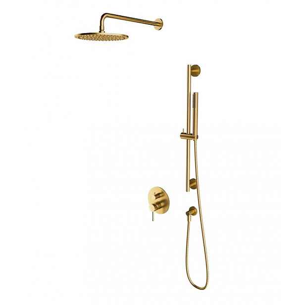 OMNIRES Y - Sprchový set s baterií pod omítku, s tělesem, průměr 25 cm, kartáčované zlato SYSY47GLB