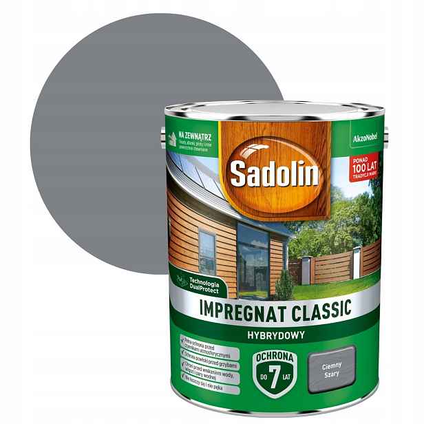 Sadolin Classic Impregnát na dřevo 4,5L Šedý Tmavý