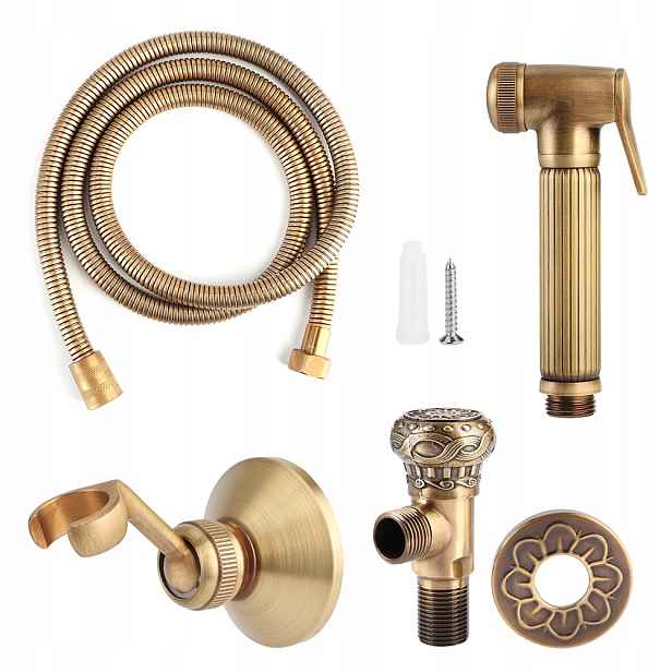 Set Sprchová Hlavice Bidetová Rukojeť Myčka Hadice Držák Retro