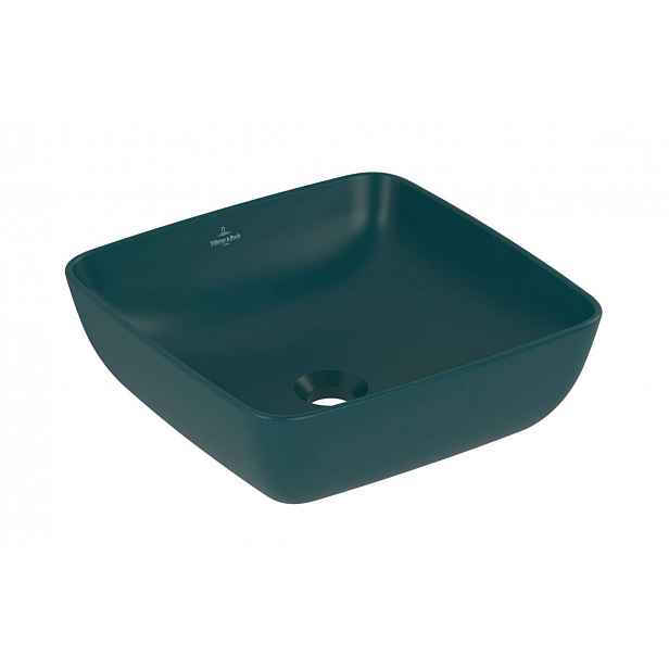Villeroy & Boch Artis - Umyvadlo na desku 41x41 cm, bez přepadu, bez otvoru pro baterii, CeramicPlus, Teal 417841TE
