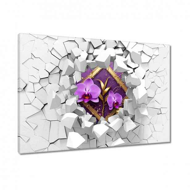 Obrazy 120x80 Fialové orchideje a zlato