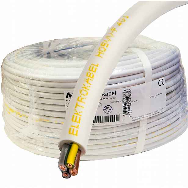 Kabel Owy 4x1 mm Cu lanko kulatý bílý 25 m