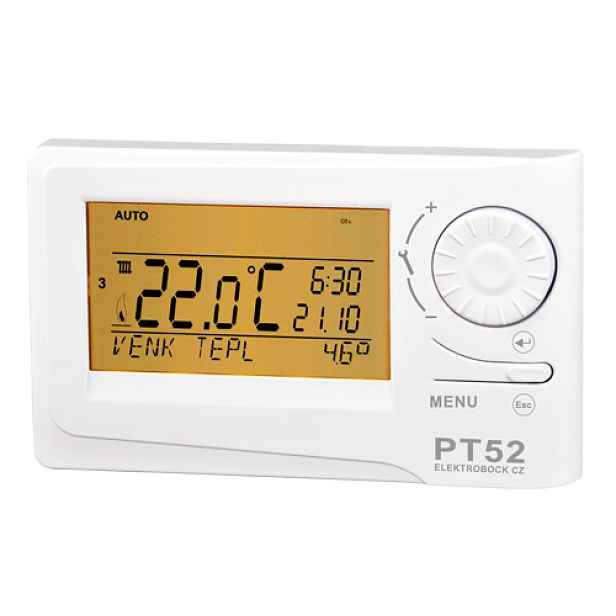 Termostat drátový digitální Elektrobock PT52