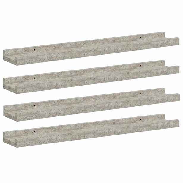 vidaXL Nástěnné police 4 ks betonově šedé 60 x 9 x 3 cm