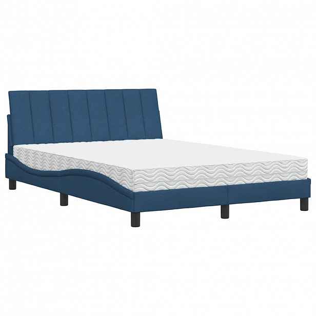 vidaXL Postel s matrací Hanko modrá 140 x 200 cm textil