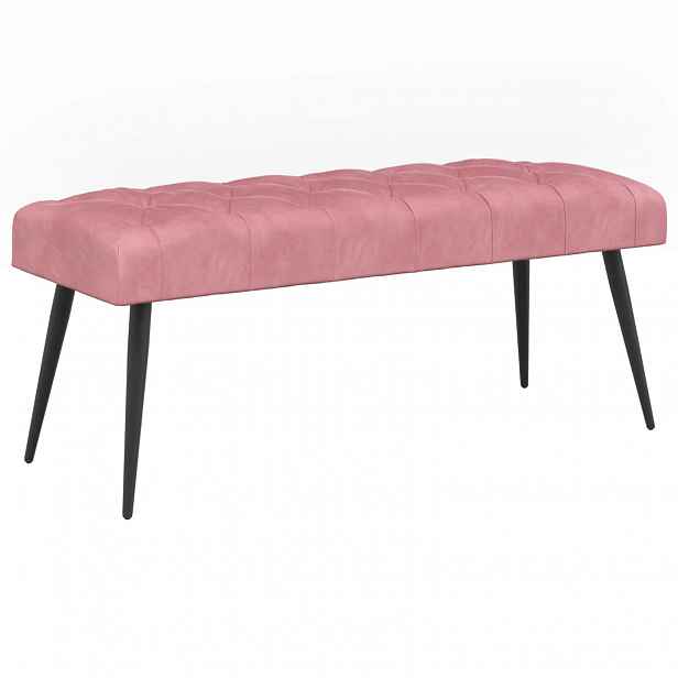 vidaXL Lavice s knoflíkovým prošíváním Růžová 110 x 40 x 46 cm Samet