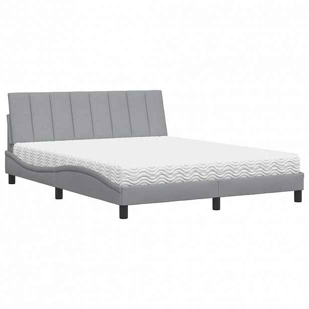 vidaXL Postel s matrací Hanko světle šedá 160 x 200 cm textil