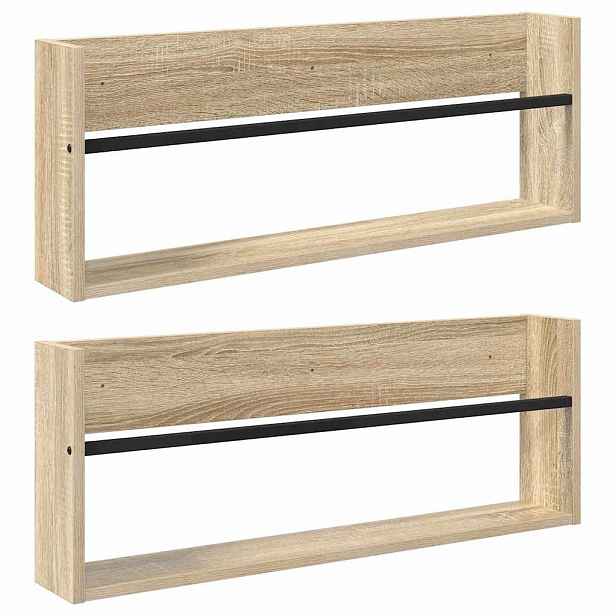 vidaXL Regál na časopisy s policí 2 ks Sonoma dub 80 x 12 x 30 cm