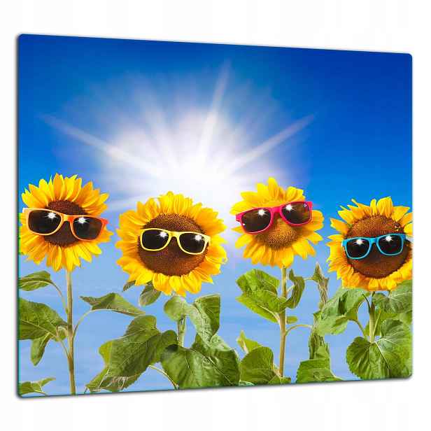 Skleněná Ochranná Deska Panel Lepidlo 65x60 Květiny