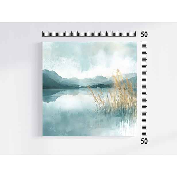 Obraz Na Plátně Canvas Krajina Hory Jezero Třtina Mlha 50x50