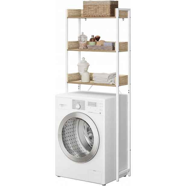 Regál Nad Pračku Wc Eugad 3 Úrovně Skříňka Koupelna Bílá+dub 166 X 63 X 25