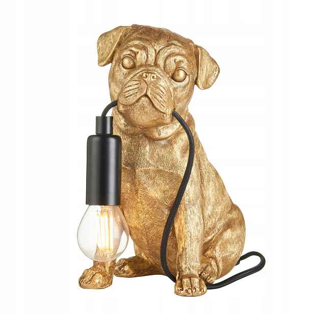Stolní lampa mopsik z pryskyřice vintage zlatá 1x e14 7w Endon