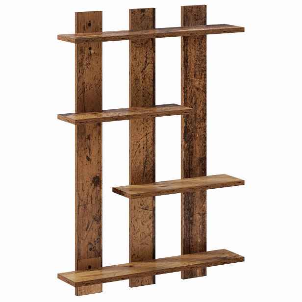 vidaXL Nástěnná polička Staré dřevo 61 x 13,5 x 88 cm Kompozitní dřevo