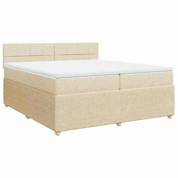 vidaXL Box spring postel s matrací krémová 200x200 cm textil