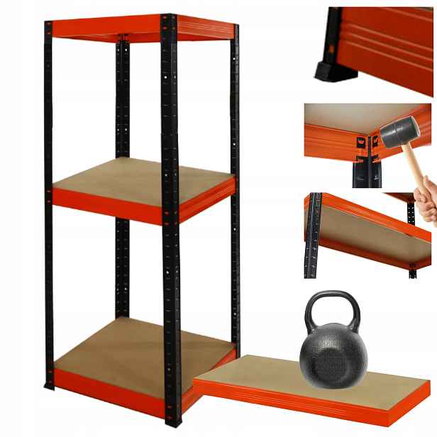Kovový skladový regál pro dílnu Helios 90x30x30 cm 3Px175 kg Pevný
