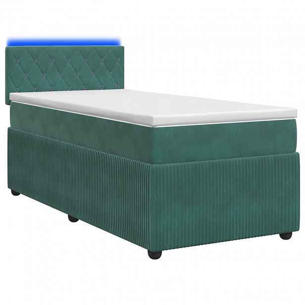 vidaXL Postel boxspring s matrací Tmavě zelená 90 x 190 cm Samet