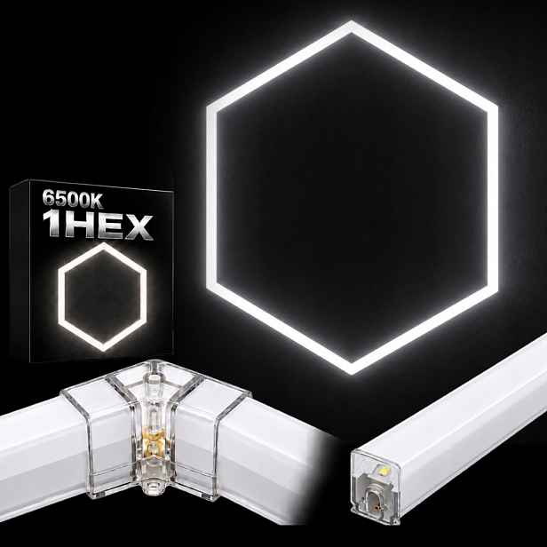 Bílé Led světlo Hexagon 1 42W garáž servis aut 92x79 Cm 6500K silné