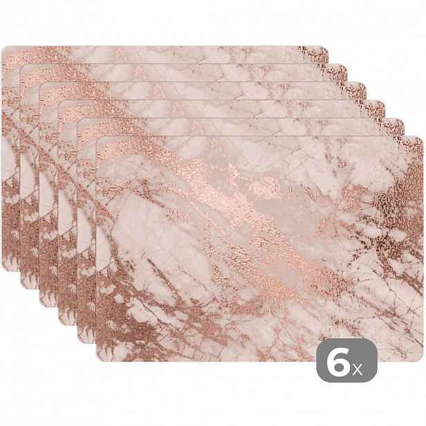 MuchoWow SADA 6 KS PROSTÍRÁNÍ Mramor - Růžová - Luxusní - Mramorový vzhled - Třpytky - Design 45x30 cm
