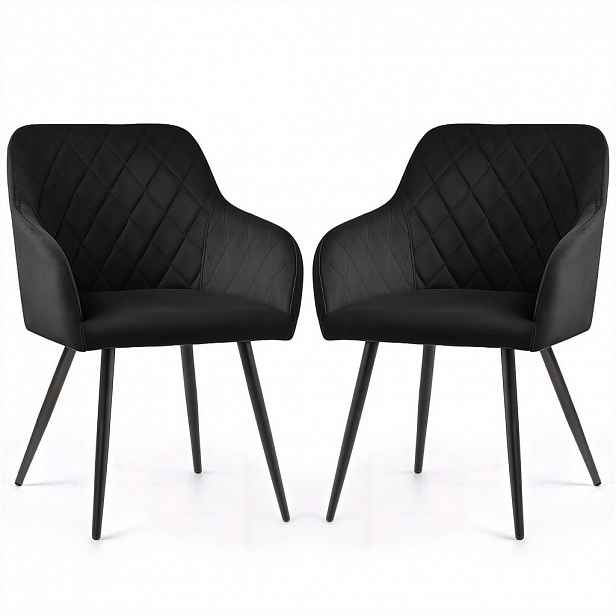 RAUMHIRSCH FURNITURE ČALOUNĚNÉ ŽIDLE, sada 2 ks, kovové nohy, černé 54,5/82/58