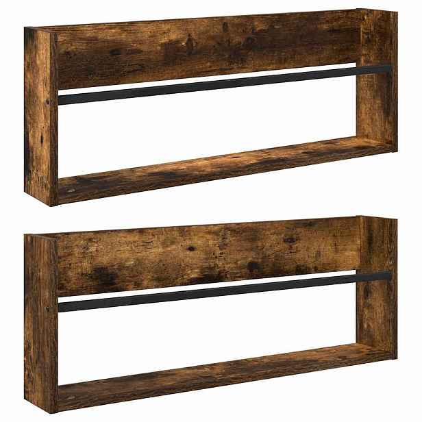 vidaXL Regál na časopisy s policí 2 ks Kouřový dub 80 x 12 x 30 cm