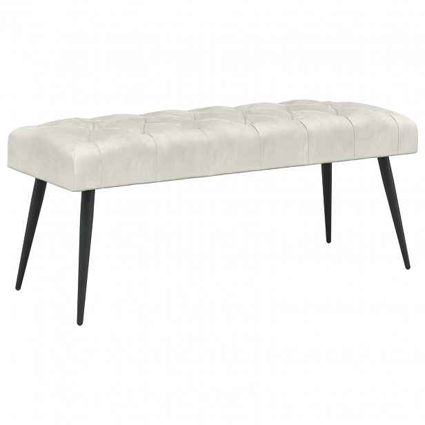 vidaXL Lavice s knoflíkovým prošíváním Krémová 110 x 40 x 46 cm Samet
