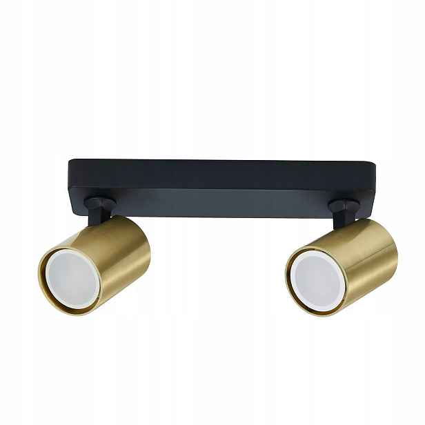Stropní svítidlo 2 reflektory moderní černá zlatá 25 cm Light Prestige