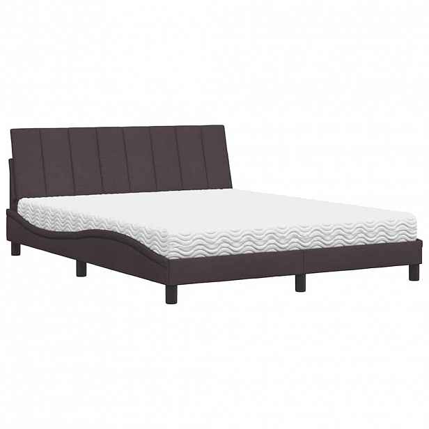 vidaXL Postel s matrací Hanko tmavě hnědá 160 x 200 cm textil
