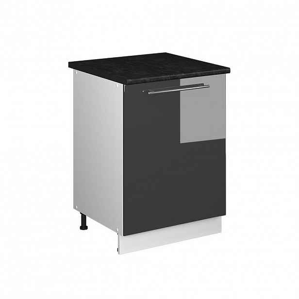 Vicco SPODNÍ SKŘÍŇKA KUCHYŇSKÉ LINKY Fame-Line, Antracitový vysoký lesk/Bílá, 60 cm 1 dvířka s pracovní deskou