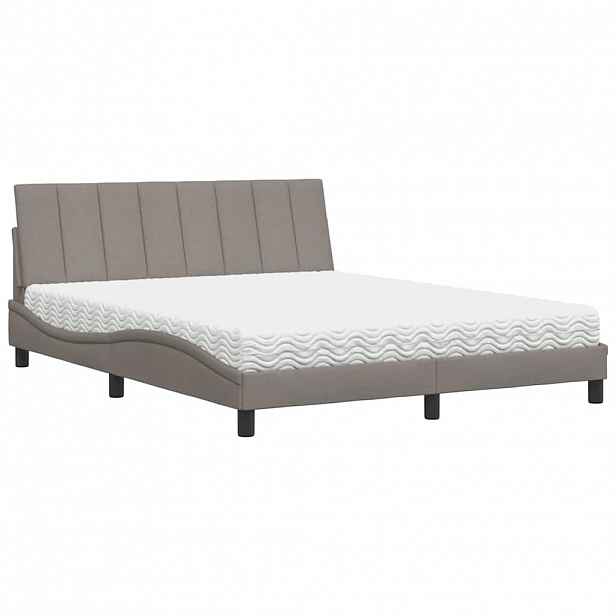 vidaXL Postel s matrací Hanko taupe 160 x 200 cm textil