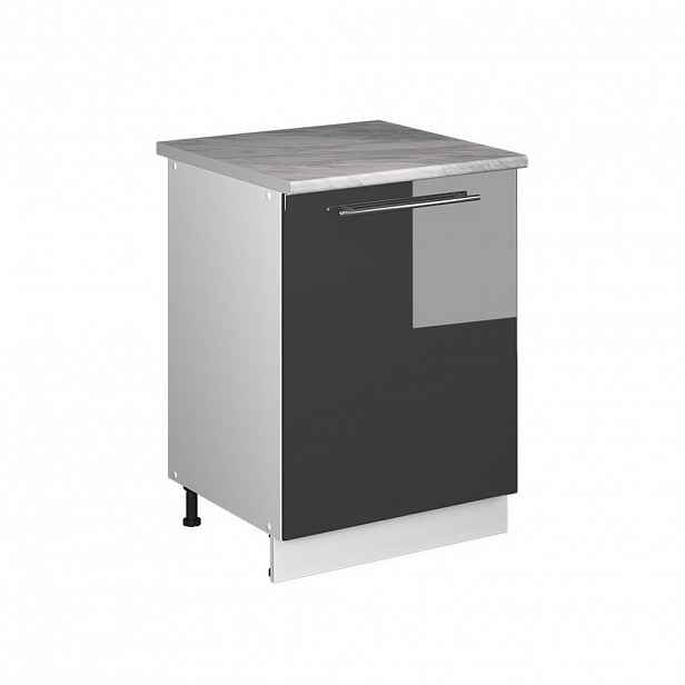 Vicco SPODNÍ SKŘÍŇKA KUCHYŇSKÉ LINKY Fame-Line, Antracitový vysoký lesk/Bílá, 60 cm 1 dvířka s pracovní deskou