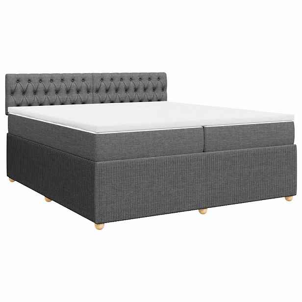 vidaXL Box spring postel s matrací tmavě šedá 200x200 cm textil