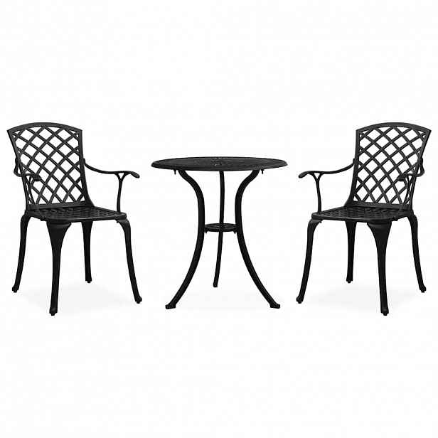vidaXL 3dílný bistro set litý hliník černý