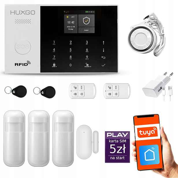 Bezdrátový alarm Gsm 4G WiFi s aplikací Tuya, sada Huxgo HXA005 R3PS