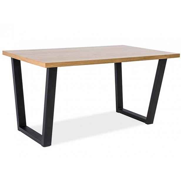 Černý jídelní stůl s deskou v dekoru dub VALENTINO 150x90