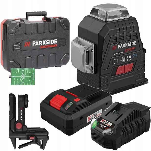 Křížový laser Parkside Pkllp 3360 akumulátor 4Ah Smart laser 30 m Kufr