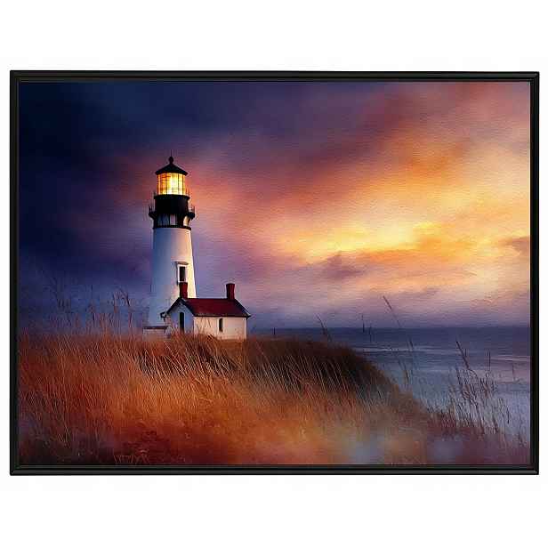 Plakát Rámeček Hliníkový Maják Západ Slunce Pobřeží 80x60