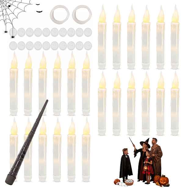 24 ks plovoucích Led svíček s dálkovým ovládáním Kouzelná hůlka bílá pro Halloween