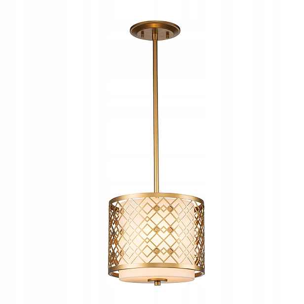 Závěsná lampa Art Deco zlatá kulatá 25 cm do obývacího pokoje jídelny Elstead