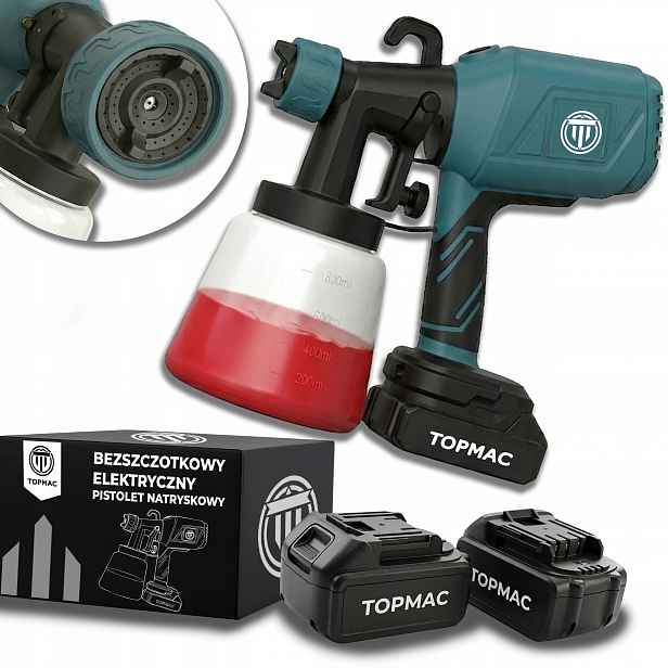 Bezkartáčová Stříkací Pistole Na Malování 800W 1200 ML 2 Akumulátory