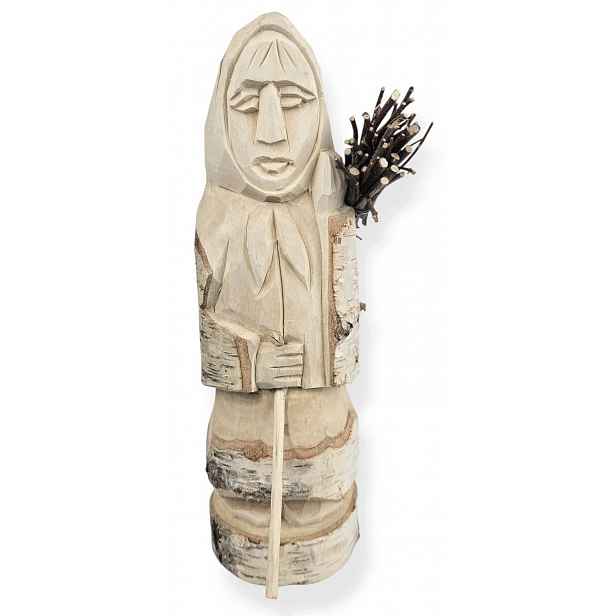 Gaździna Figurka Dřevěná socha z břízy Vyřezávaná dekorace Baba *29 cm