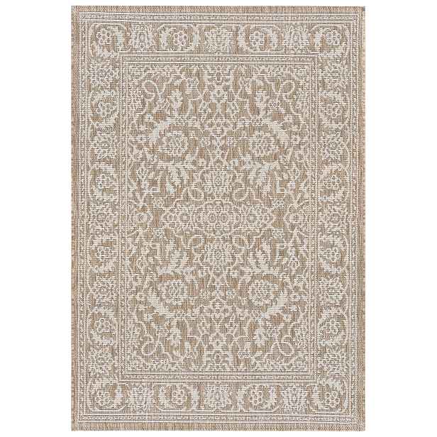 Koberec béžovo-krémový 160 x 230 cm v rámu boho vintage, voděodolný