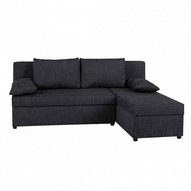 P & B ROHOVÁ SEDAČKA, textil, kompozitní dřevo, černá