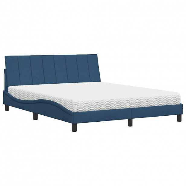 vidaXL Postel s matrací Hanko modrá 160 x 200 cm textil