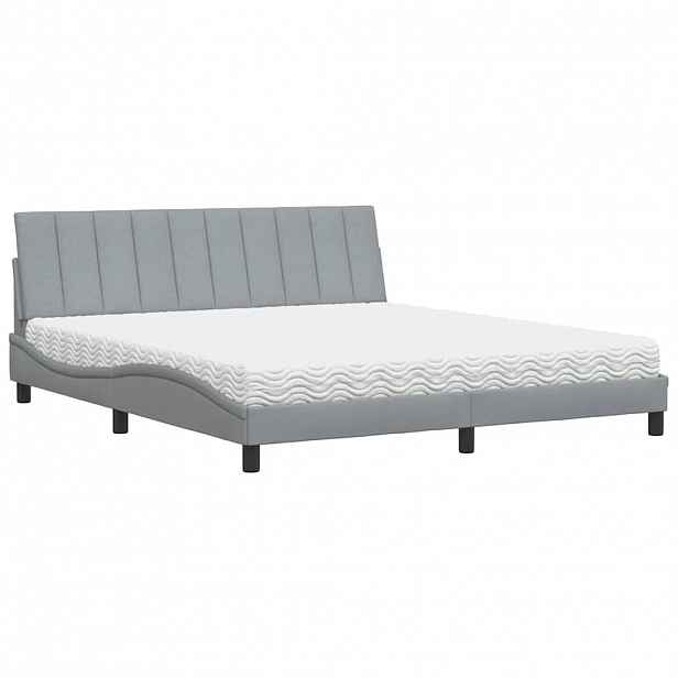vidaXL Postel s matrací Hanko světle šedá 180 x 200 cm textil
