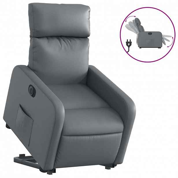 vidaXL Elektrické zvedací polohovací křeslo šedé umělá kůže