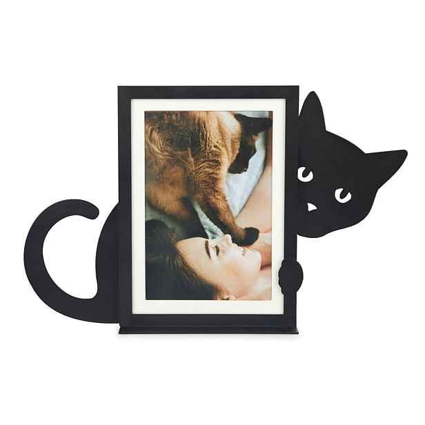 Černý kovový stojací rámeček 31x19,5 cm Hidden Cat – Balvi