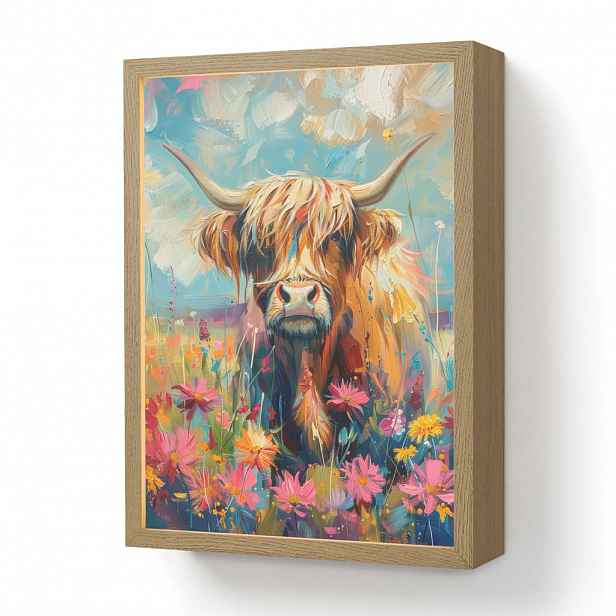 OnlyWow NÁSTĚNNÁ LAMPA S AKUMULÁTOREM Skotský horal - Příroda - Barevné - Květiny 30x40 cm